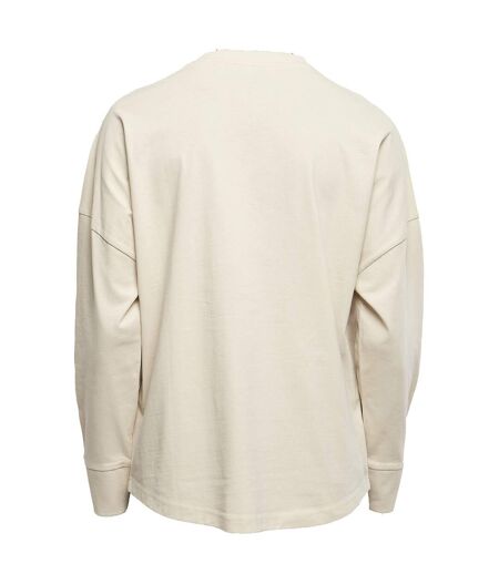 Build Your Brand Mens Cut-On Oversized Long-Sleeved T-Shirt (Sand) - UTRW8512