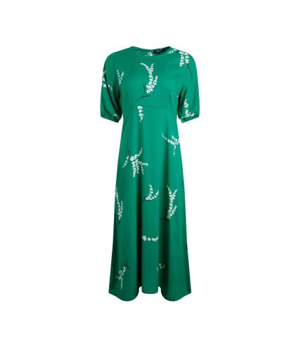 Womens/ladies everly printed eco viscose dress evergreen Weird Fish