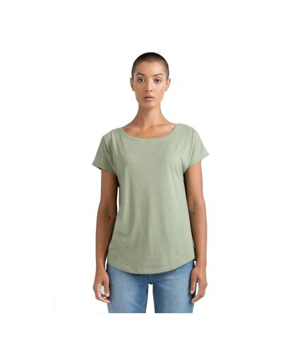 T-shirt ample à manches courtes en coton femme olive doux Mantis