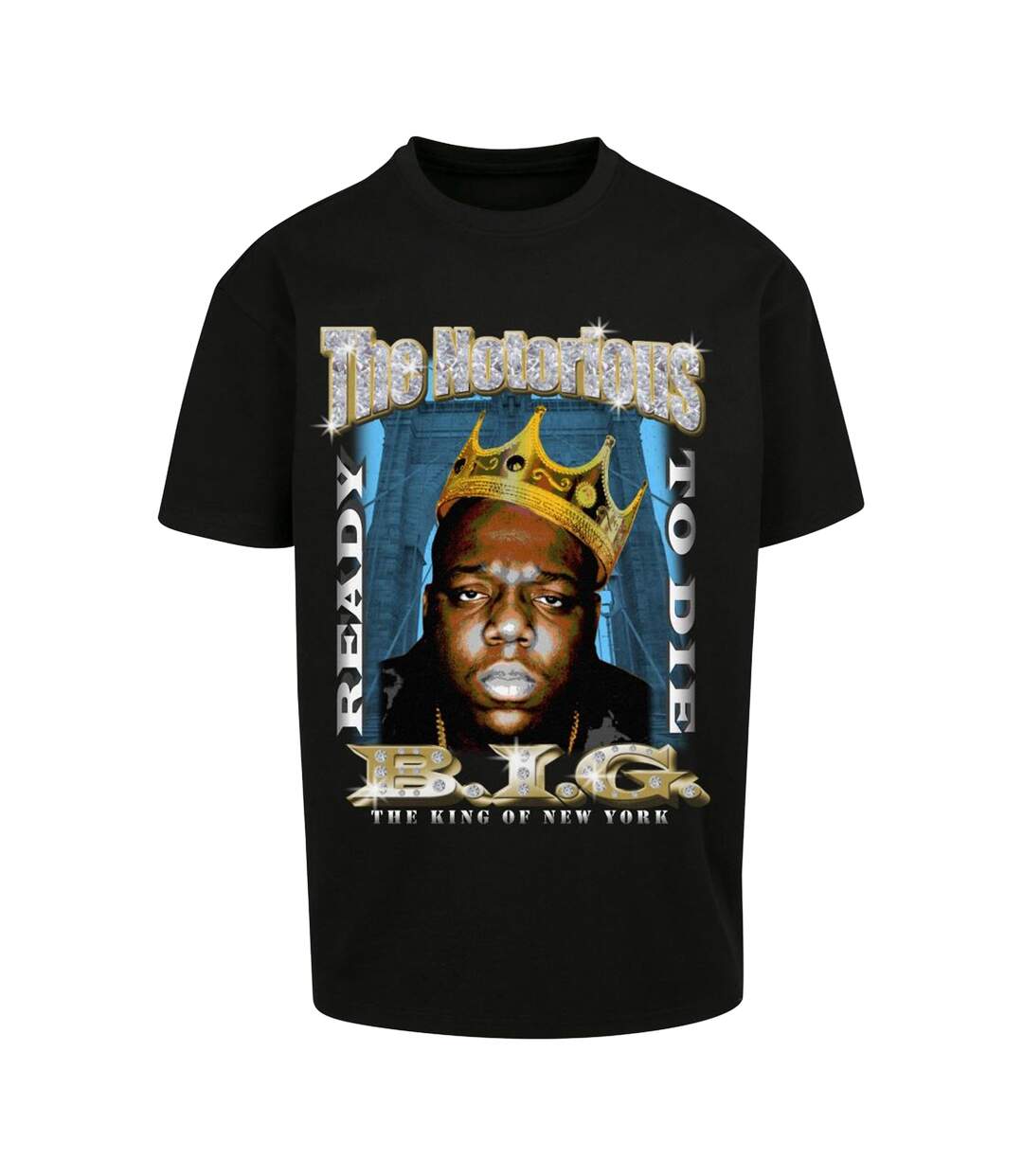 T-shirt Motif/style Biggie Crown Homme Noir Mister Tee-2