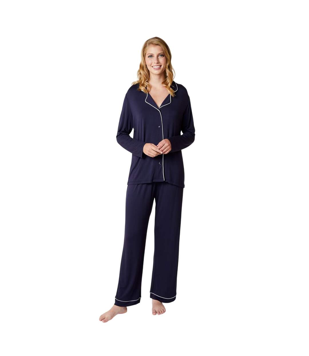Womens/ladies Joy Piped Relaxed Fit Long-sleeved Long Pyjama Set Parisian Night CCDK Copenhagen-4