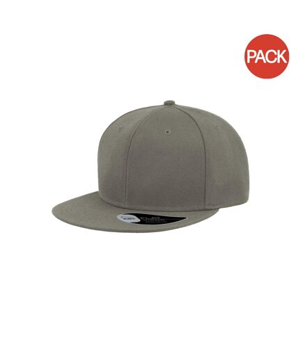 Atlantis Snap Back Flat Visor 6 Panel Cap (Pack of 2) (Grey) - UTAB423