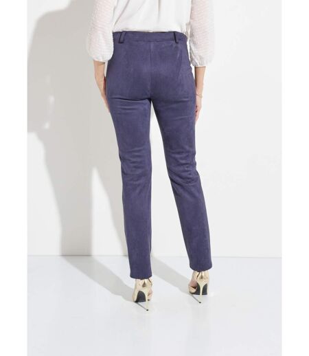 Pantalon droit suédé effet ventre plat