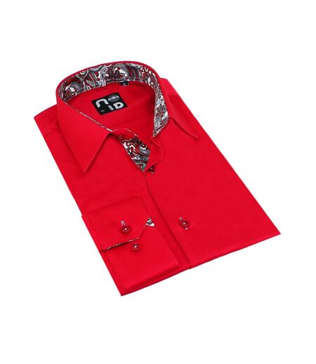Chemise Coupe Ajustée Coton Rouge Tom