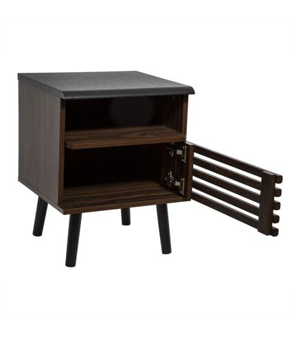 Table de chevet design bois Asmar - L. 39 x H. 51 cm - Marron et noir
