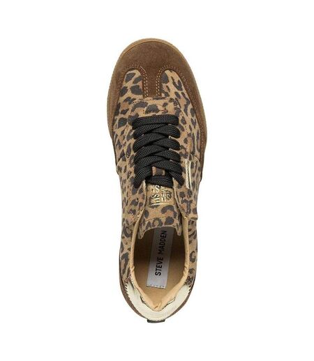 Baskets Basses En Suède À Imprimé Léopard Pour Enfants Beige Noir Steve Madden