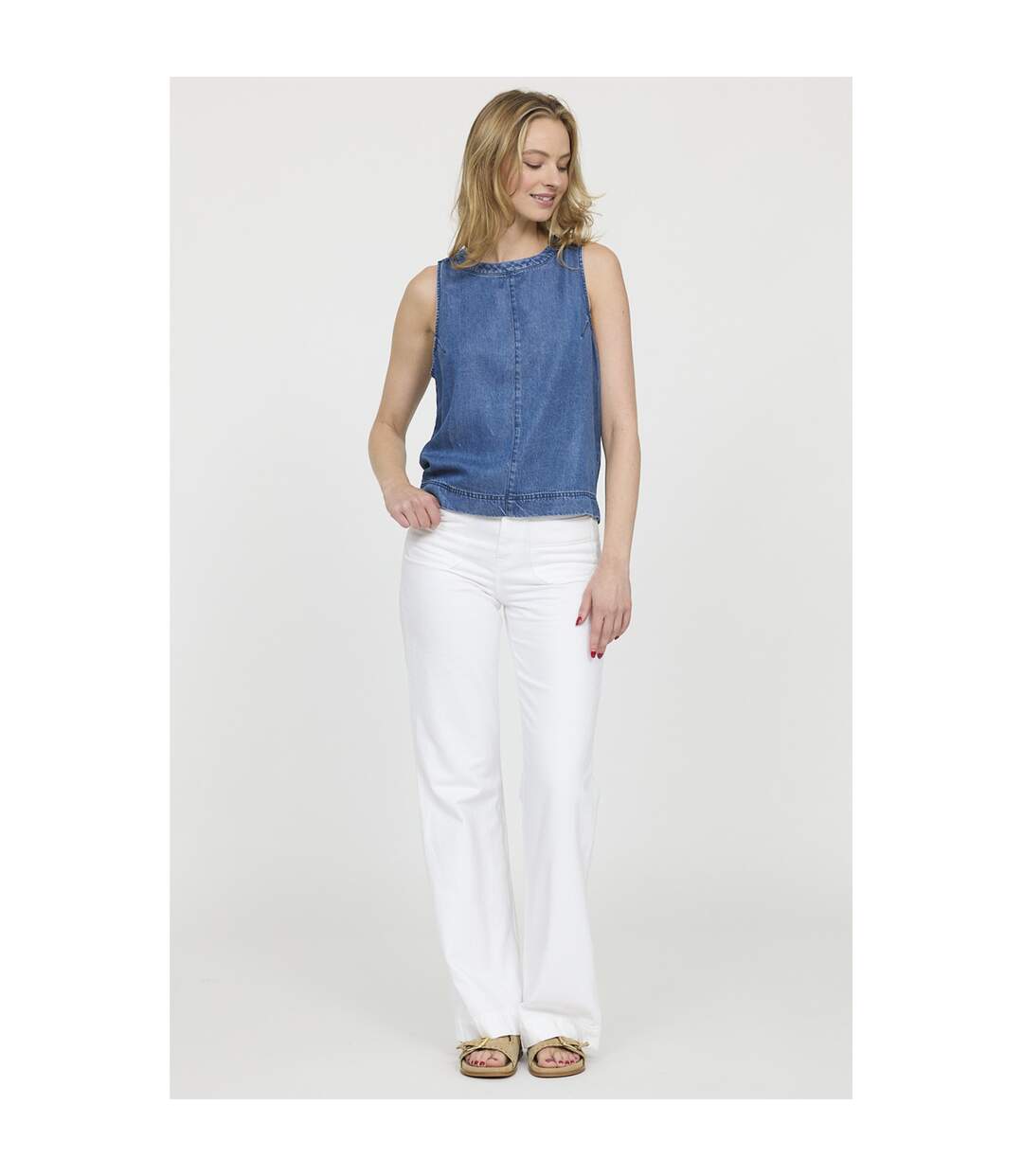 Blouse sans manches tencel cropped AJUN-4