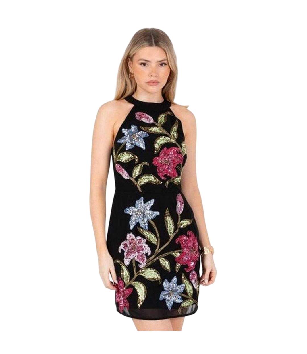 Robe Courte Motif/style Floral Femme Noir Maya Deluxe-2