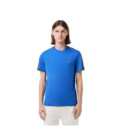 Mens Logo Cotton Jersey Stripes T-shirt Blue Lacoste