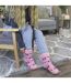 3 Pack Ladies Bed Socks with Grips | Cute Animal Pattern Brushed Non Slip Socks-5