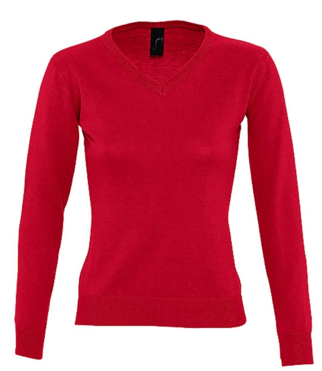 Pull col V - Femme - 90010 - rouge