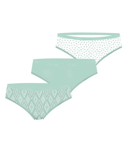 Lot de 3 slips femme  en coton uni et imprimé ceinture fine 2cm Pck12 Pierre Cardin