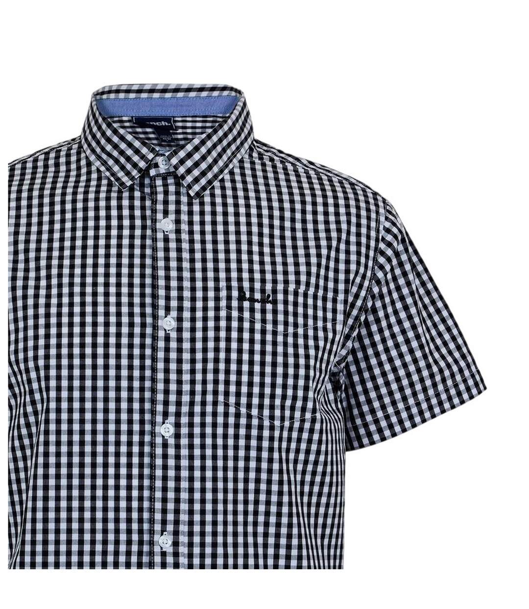 Mens Esher Gingham Check Shirt Black White Bench-3