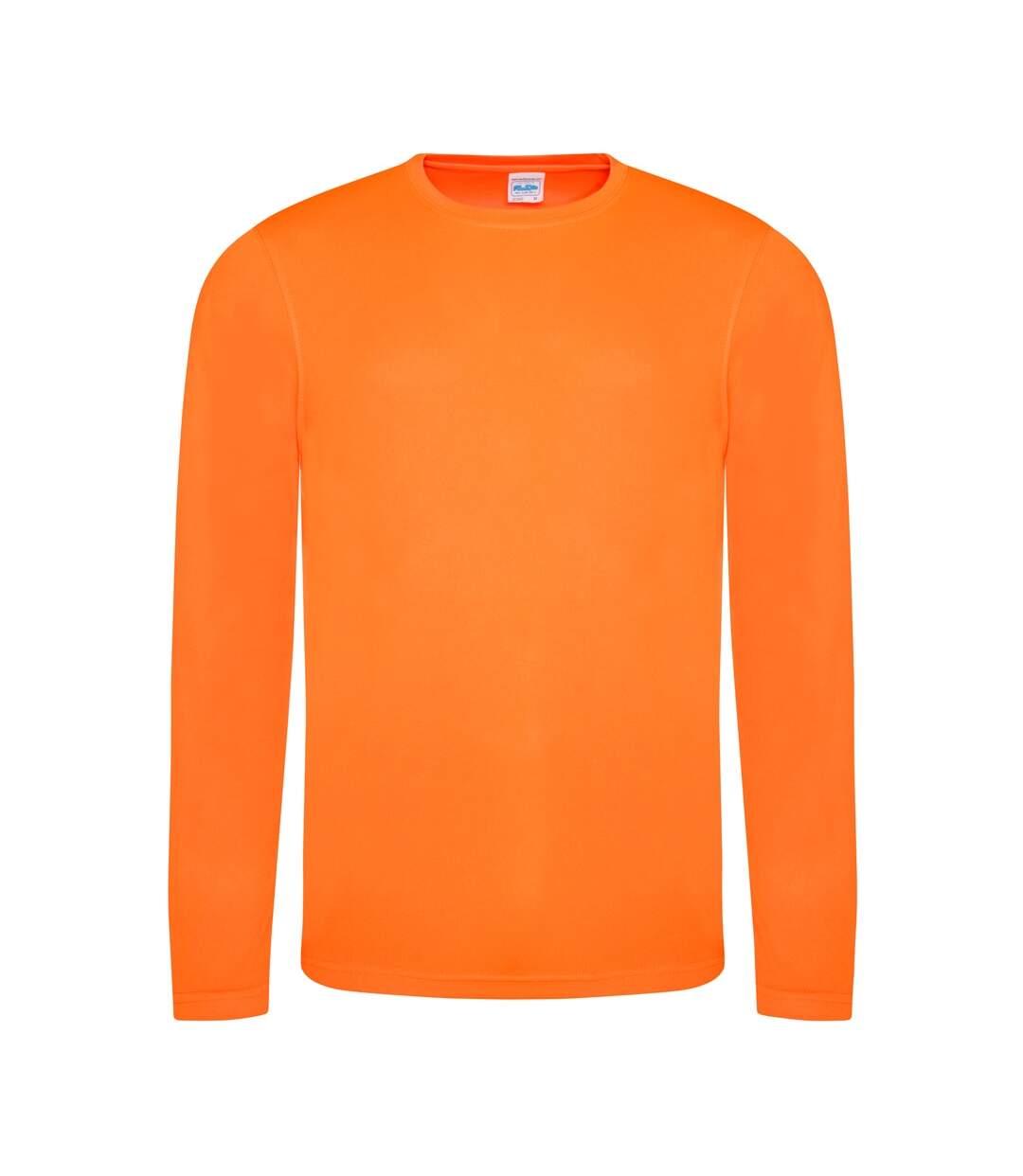 Just Cool Mens Long Sleeve Cool Sports Performance Plain T-Shirt (Electric Orange) - UTRW684-1