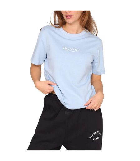 Womens/ladies Essentials Logo Boyfriend T-shirt Mineral Blue Blank Essentials