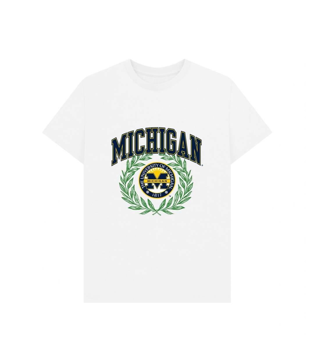 T-shirt Motif/style Université De Michigan Wreath Adulte Blanc Park Fields-1