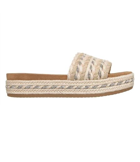 Womens/ladies Misty Embellished Platform Slides Natural Skechers