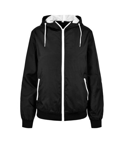 Build Your Brand Womens/Ladies Windrunner Two Tone Jacket (Black/White)