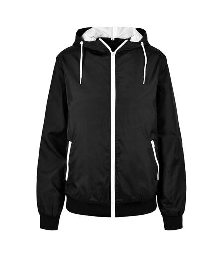 Build Your Brand Womens/Ladies Windrunner Two Tone Jacket (Black/White) - UTRW8979