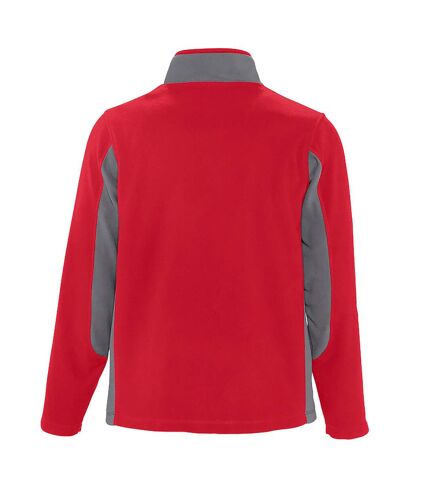 SOLS Mens Nordic Full Zip Contrast Fleece Jacket (Red/Medium Grey)