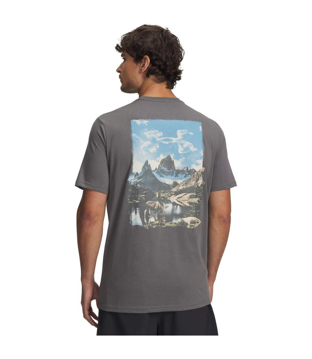 Mens Mountain T-shirt Green White Under Armour-2