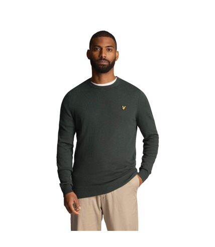 Mens cotton merino crew neck sweater dark green Lyle & Scott