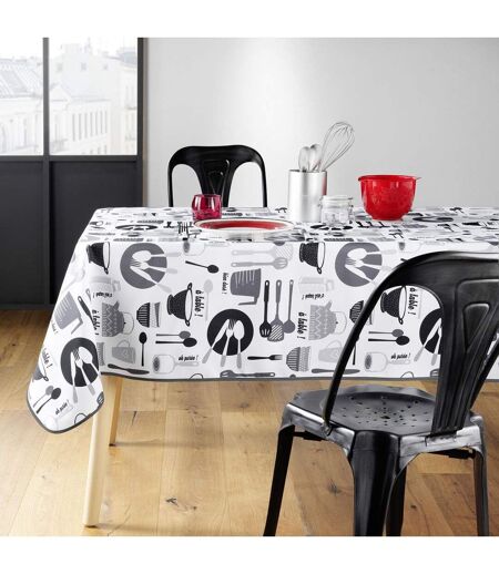 Nappe Imprimé Kitchen 150x240cm Blanc & Noir