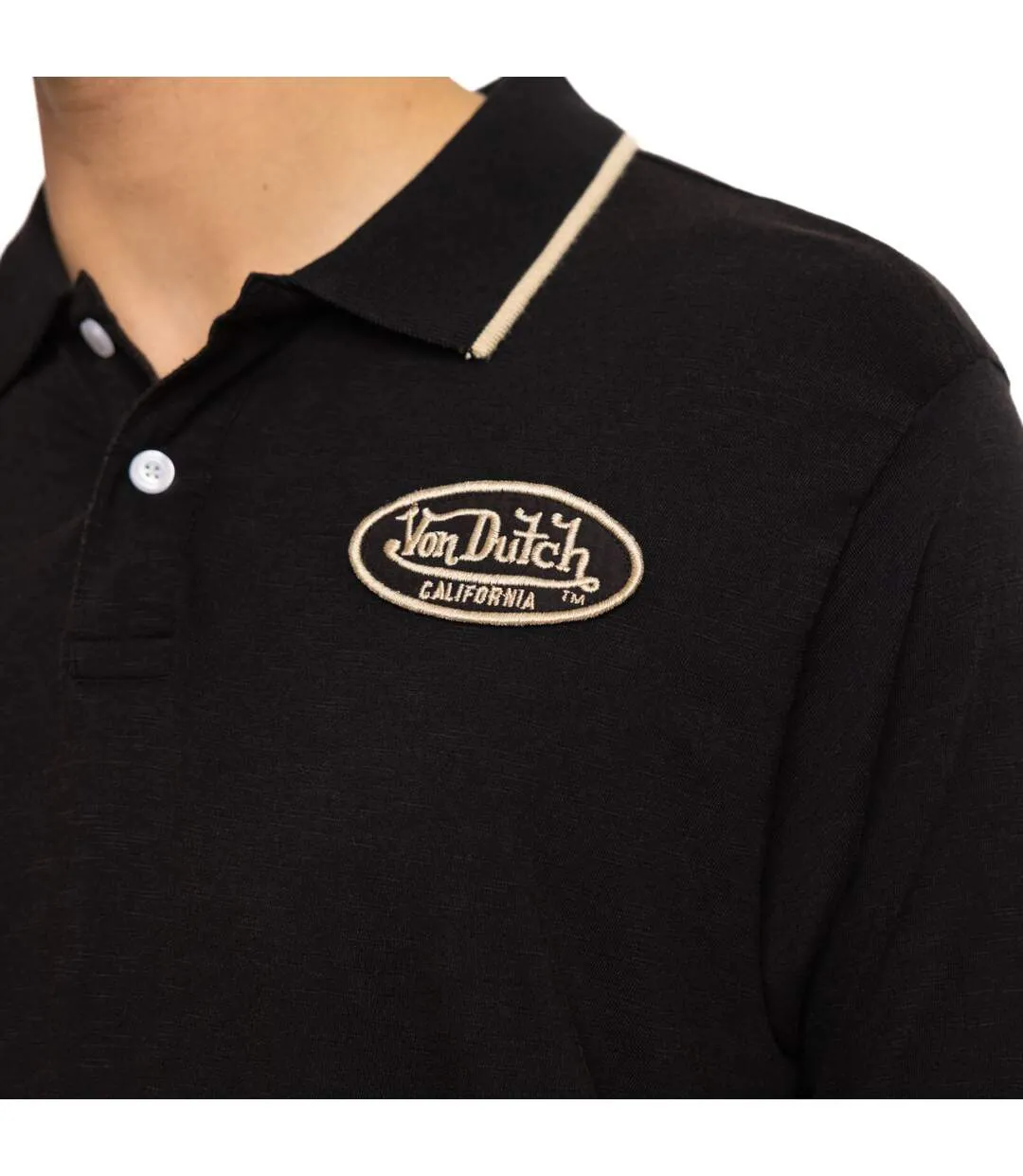 Polo homme en slub jersey avec patch et print dos Los Vondutch-2
