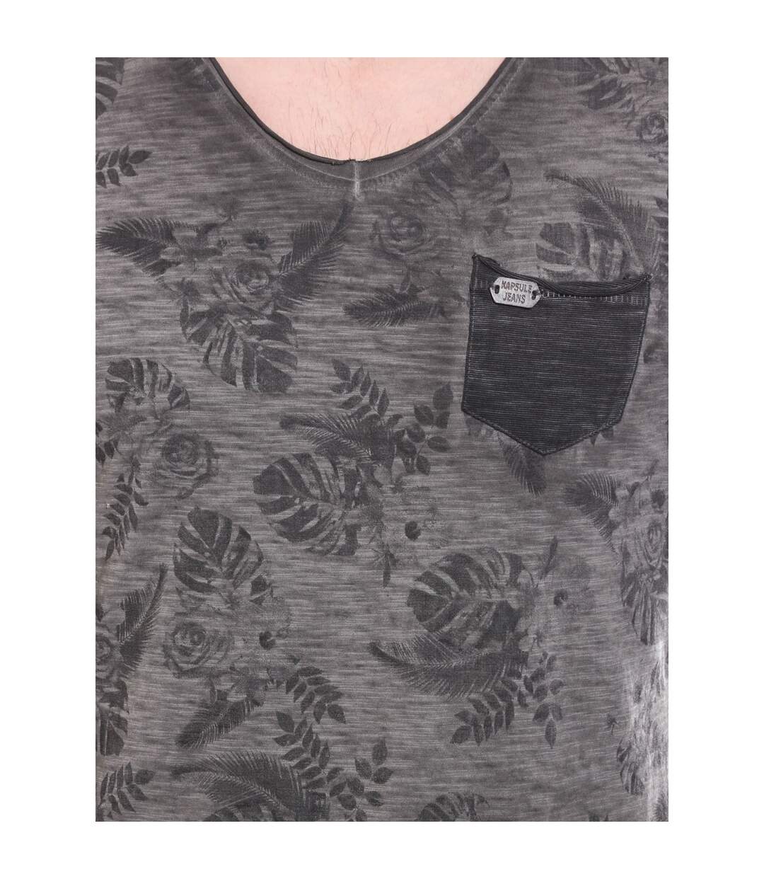 T-shirt col V manches longues pur coton motif floral KJ JANO - KAPSULE