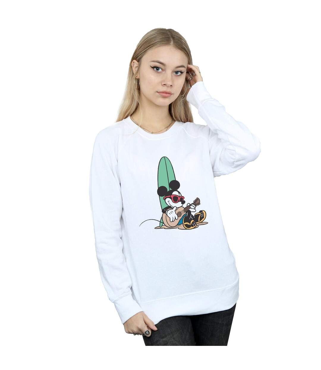 Disney Pantalon de survêtement Surf and Chill Mickey Mouse Femme/Ladies (Blanc) - UTBI27673-2