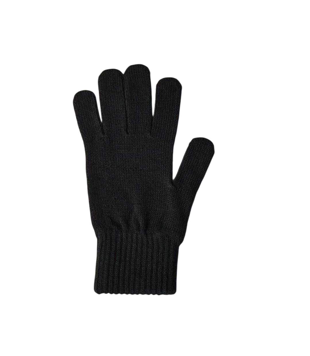 Ribbed Wool Logo Gloves Black Boss-3
