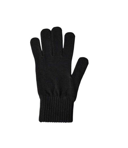 Ribbed Wool Logo Gloves Black Boss