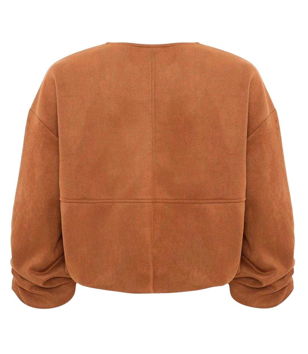 Womens/ladies Faux Suede Bubble Hem Jacket Brown I Saw It First-3