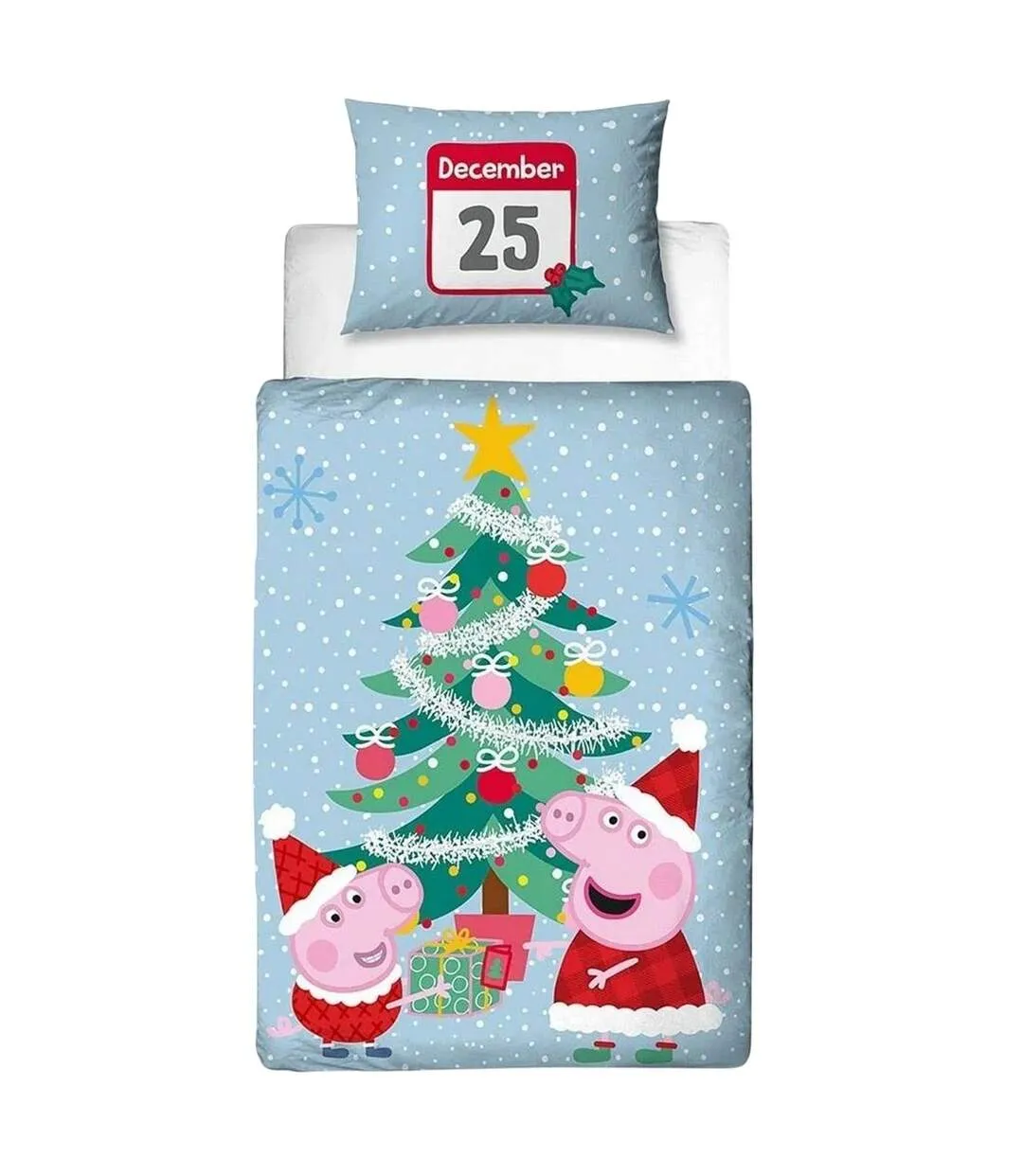 Santa Reversible Duvet Set Blue Red Peppa Pig-2