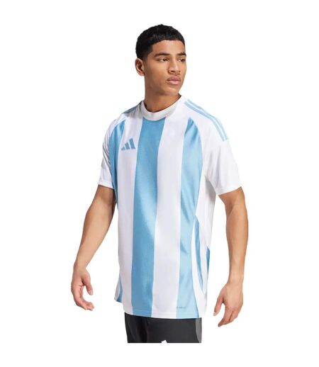 Maillot De Foot Style À Rayures Homme Blanc Bleu Clair Adidas