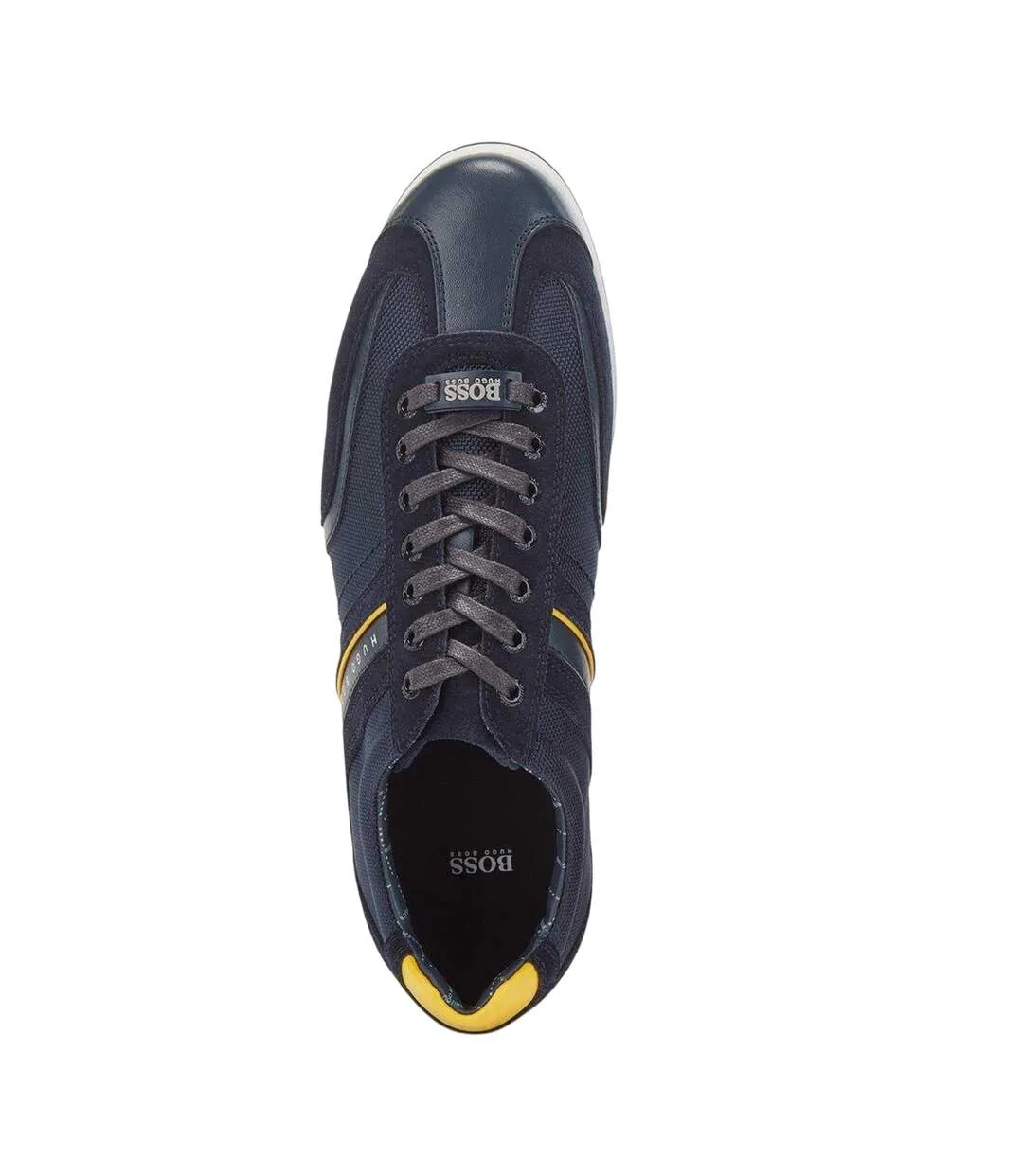 Mens Stiven Leather Lace Up Trainers Navy Hugo Boss-4