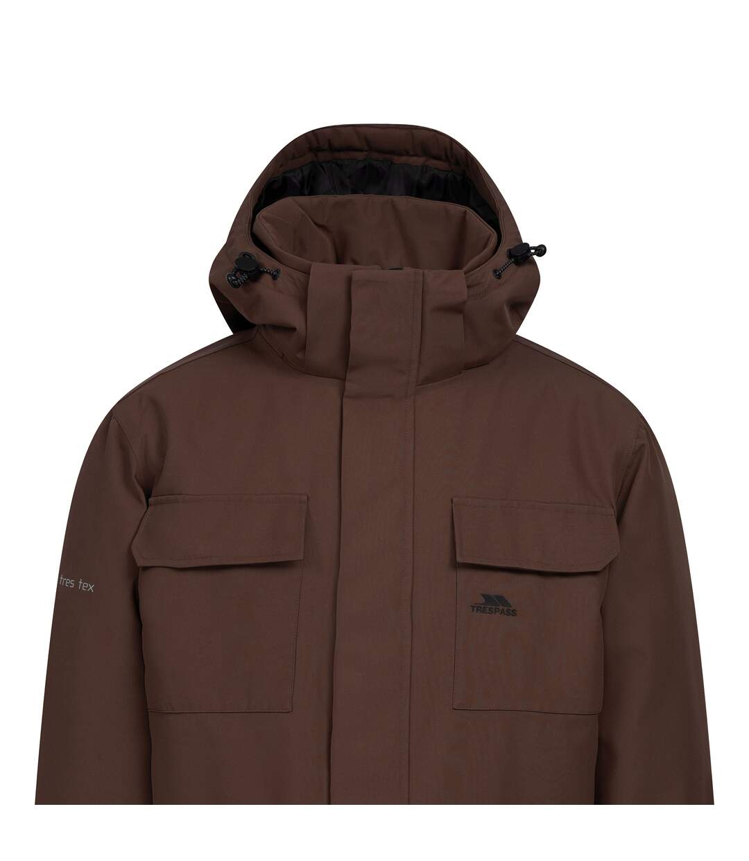 Veste Imperméable Unie À Capuche Ajustable Et Amovible Skerry Homme Marron Foncé Trespass-3