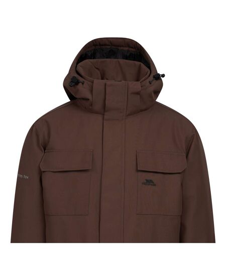 Veste Imperméable Unie À Capuche Ajustable Et Amovible Skerry Homme Marron Foncé Trespass