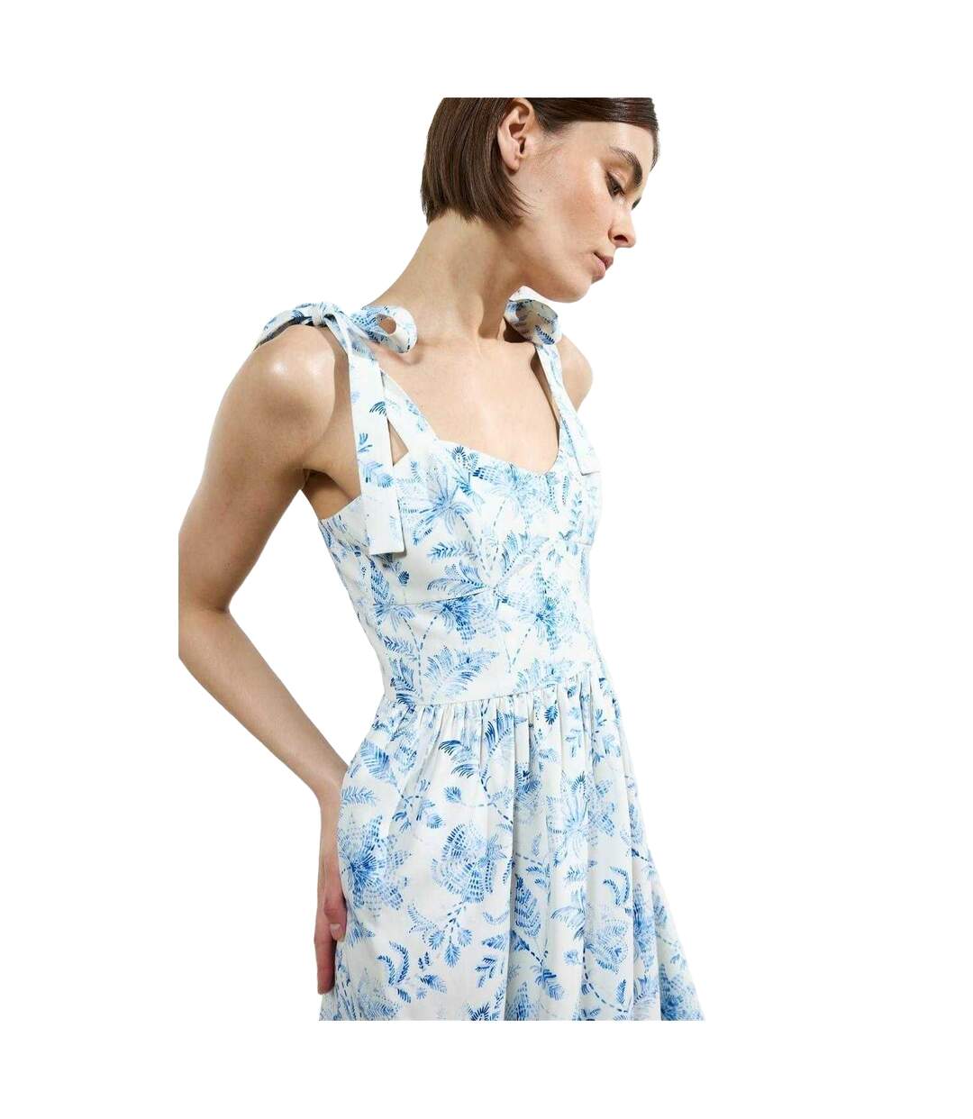 Robe Mi-longue Sans Manches Serenity Femme Crème Bleu French Connection-4