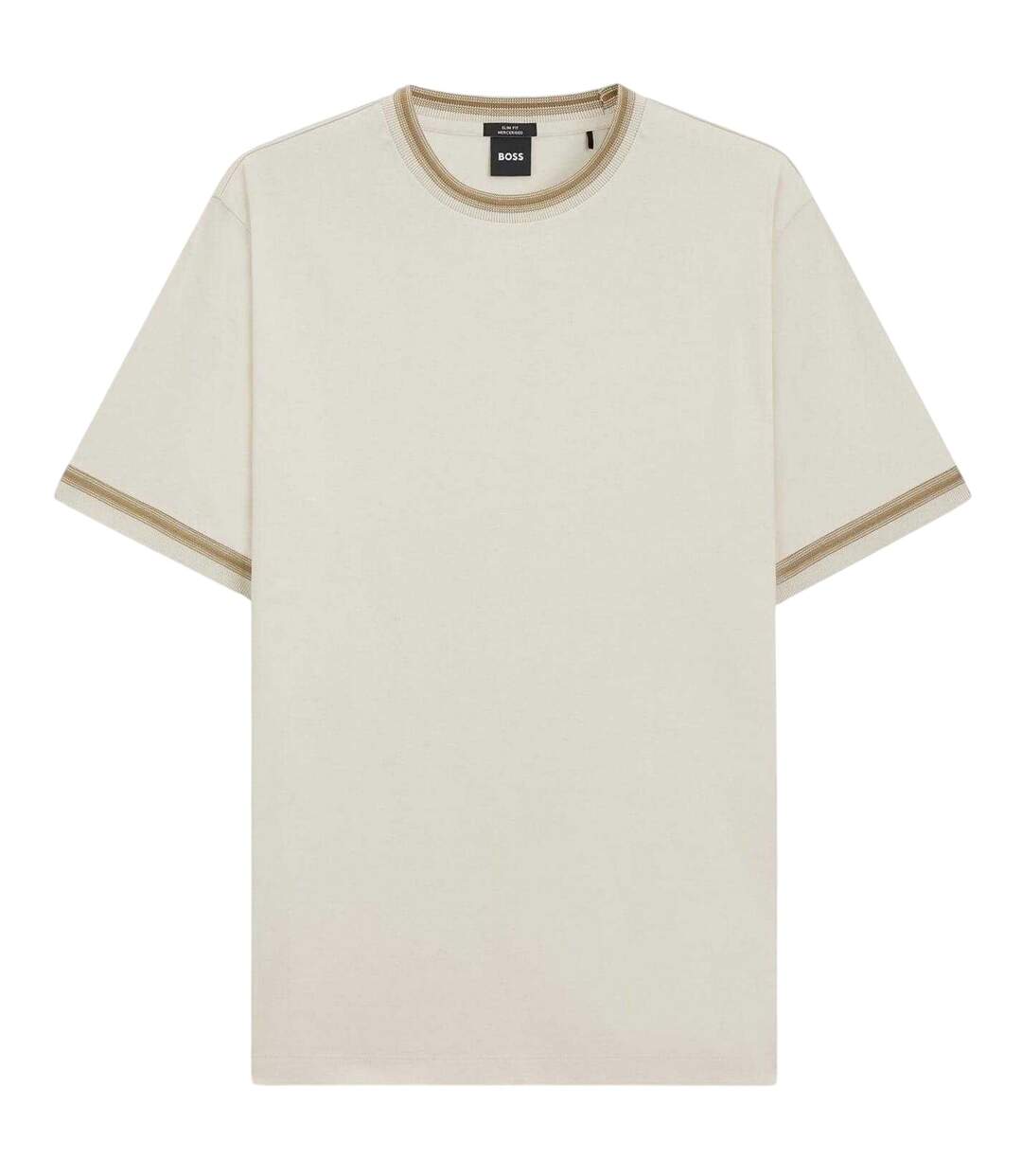 T-shirt Motif/style Rayure Contrastée Sur Bord Homme Blanc Boss-2