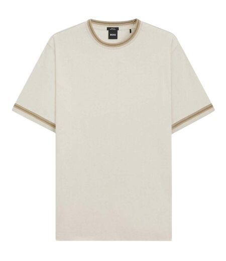 T-shirt Motif/style Rayure Contrastée Sur Bord Homme Blanc Boss