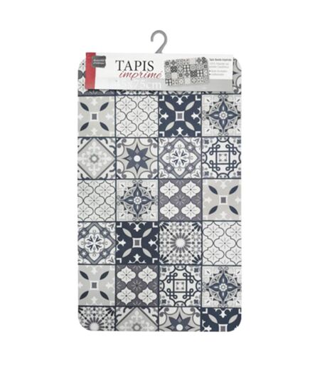 Tapis Imprimé Gaston 45x75cm Gris & Blanc