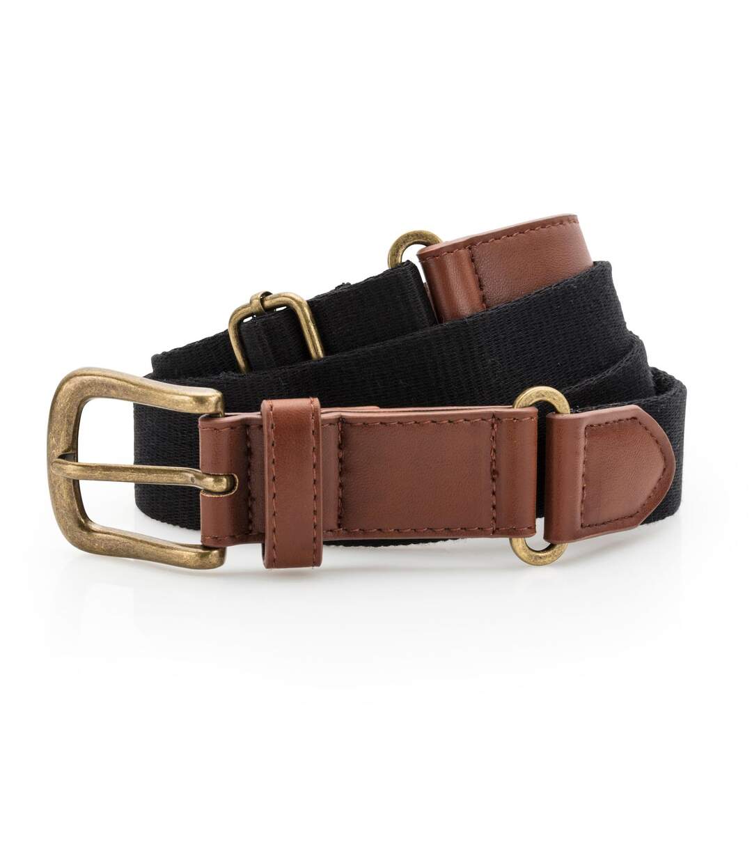 Ceinture en toile et simili cuir - AQ902 - noir