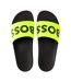 Mens Aryeh Logo Sliders Neon Black Boss-3