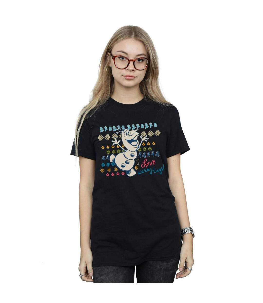 Disney - T-shirt FROZEN LOVE WARM HUGS - Femme (Noir) - UTBI24806-2
