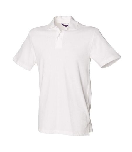 Unisex adult cotton pique stretch polo shirt white Henbury