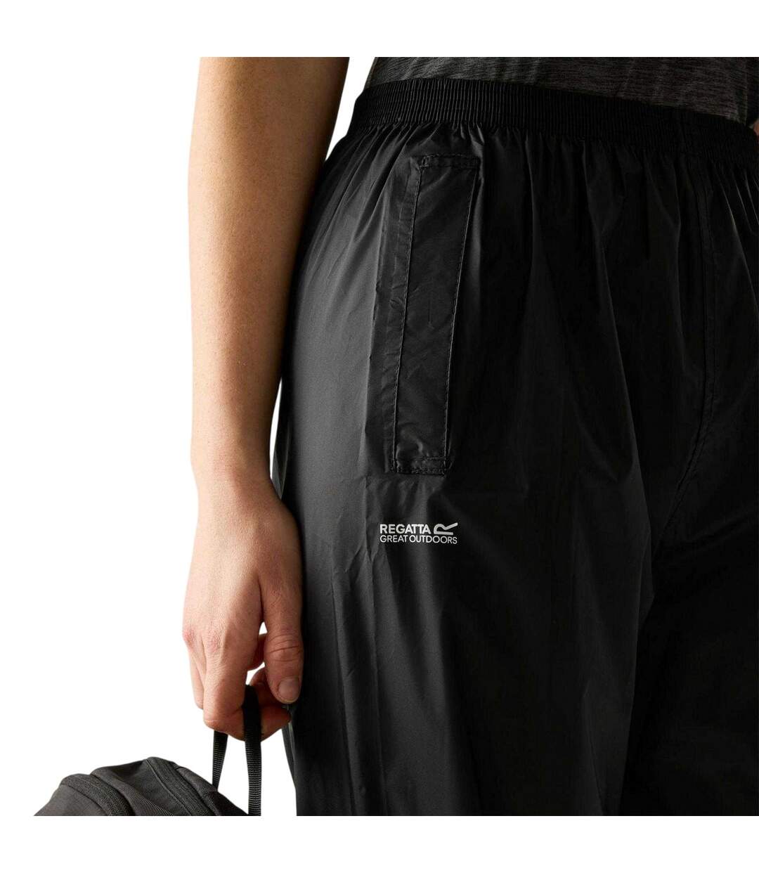 Womens/ladies Waterproof Straight Leg Over Trousers Black Regatta-4