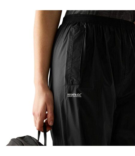 Womens/ladies Waterproof Straight Leg Over Trousers Black Regatta
