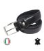 Ceinture en cuir de vachette noir pour homme - Ajustable et élégante-1