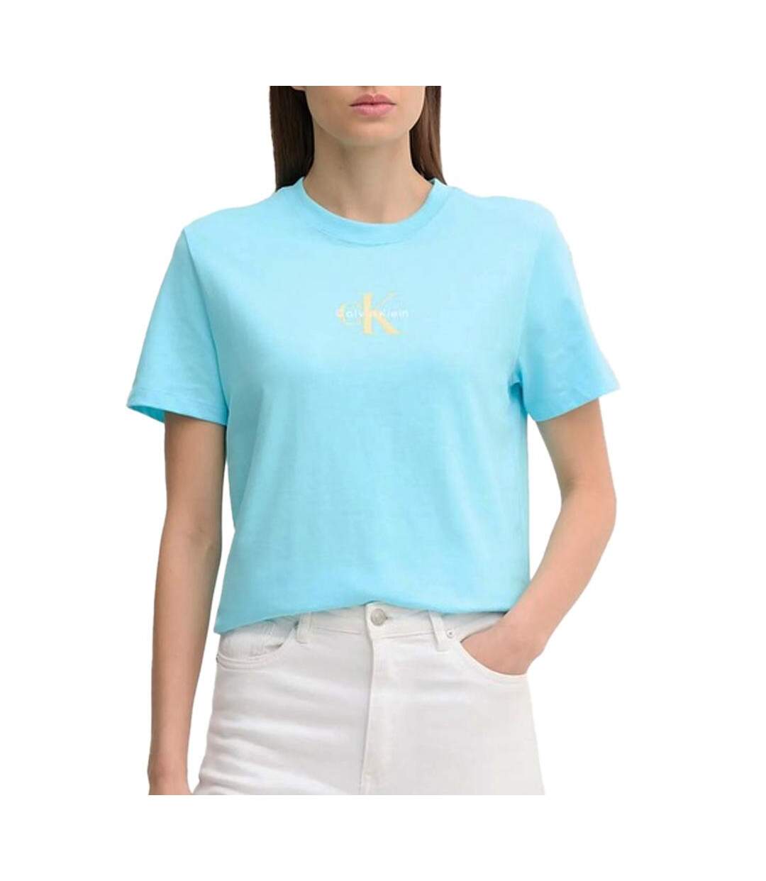 T-shirt bleu femme calvin klein jeans ss 20s classic-1
